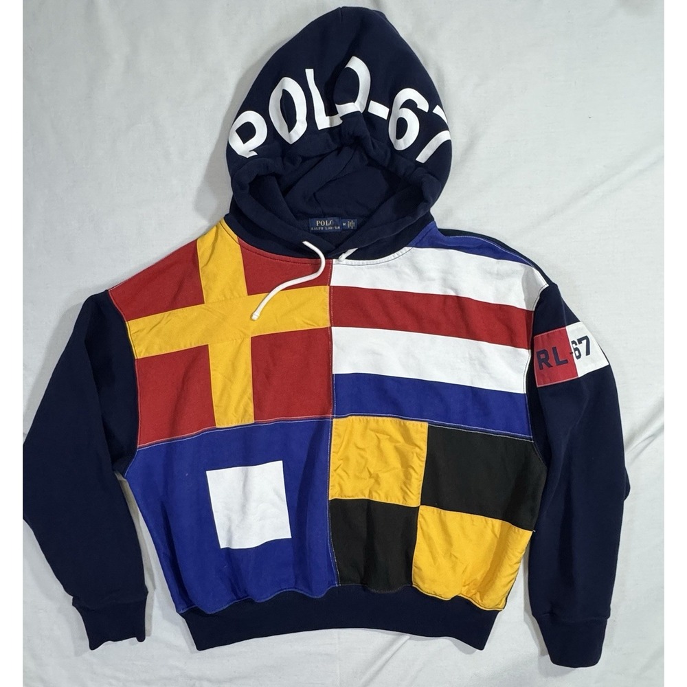 Women's Polo Ralph Lauren Sailing Signal Flag Nautical Fleece Hoodie Size M NWOT